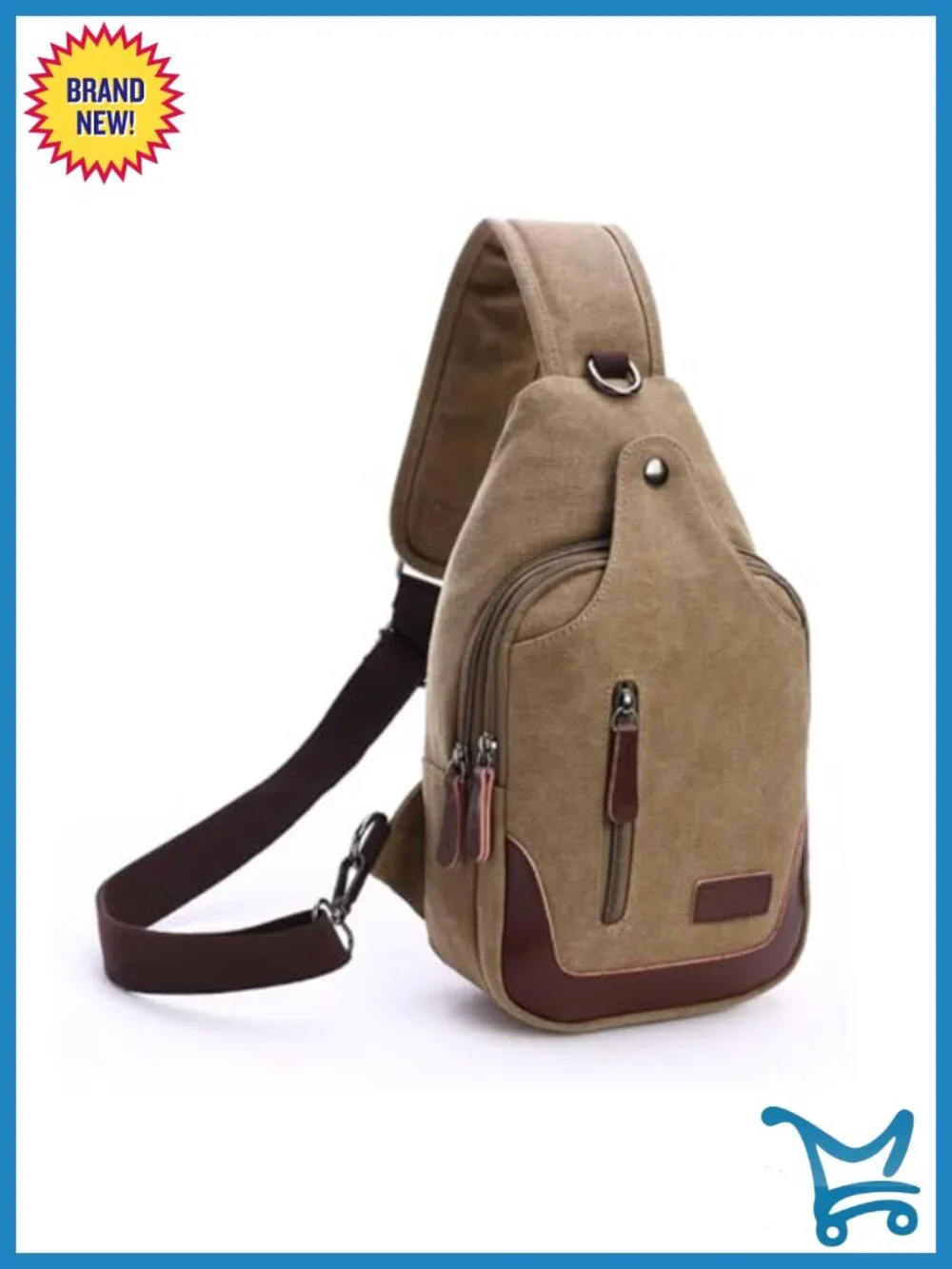 Canvas Sling Bag Crossbody Chest Bag Casual Daypack Rucksack with Adjustable